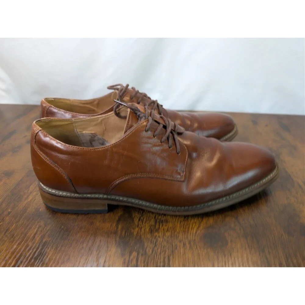 Joseph Abboud Mens Brown Leather Lace-Up Oxford Dress Shoes Size 10 1/2D